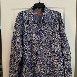 Robert Graham Cotton Silk Paisley Pattern Long Sleeve Button Up Shirt Men's XXL